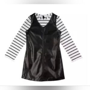 Tween Diva Girls Faux Leather Jumper Dress set NWT sz 10 Black